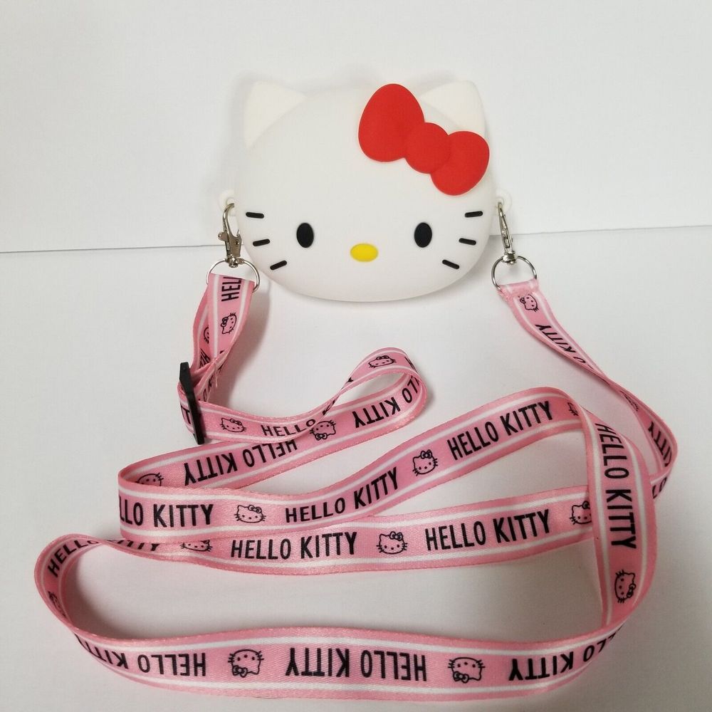 Hello Kitty Coin Case 3D Kids Silicone Shoulder Crossbody Round Pink Strap